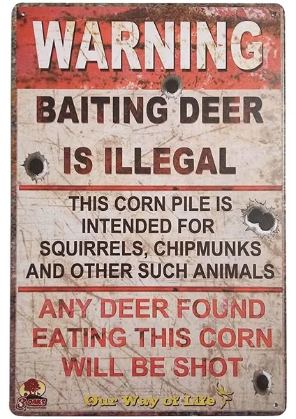 

ERLOOD Warning Baiting Deer is Illegal Metal Tin Sign, Tin Signs Vintage Coffee Wall Coffee & Bar Decor,Size 12 X 8