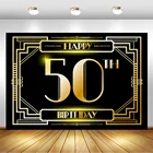 Фон для фотосъемки с 50-летним юбилеем Great Gatsby, золотой и черный фон для вечеринки на день рождения, десерт, декорация стола, баннер