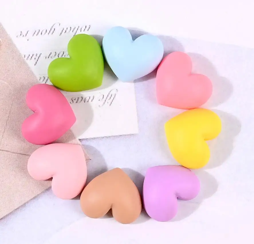 

Полимерный однотонный милый кабошон в форме сердца с плоской задней поверхностью, скрапбукинг, украшение для волос с бантом, поделки для ук...