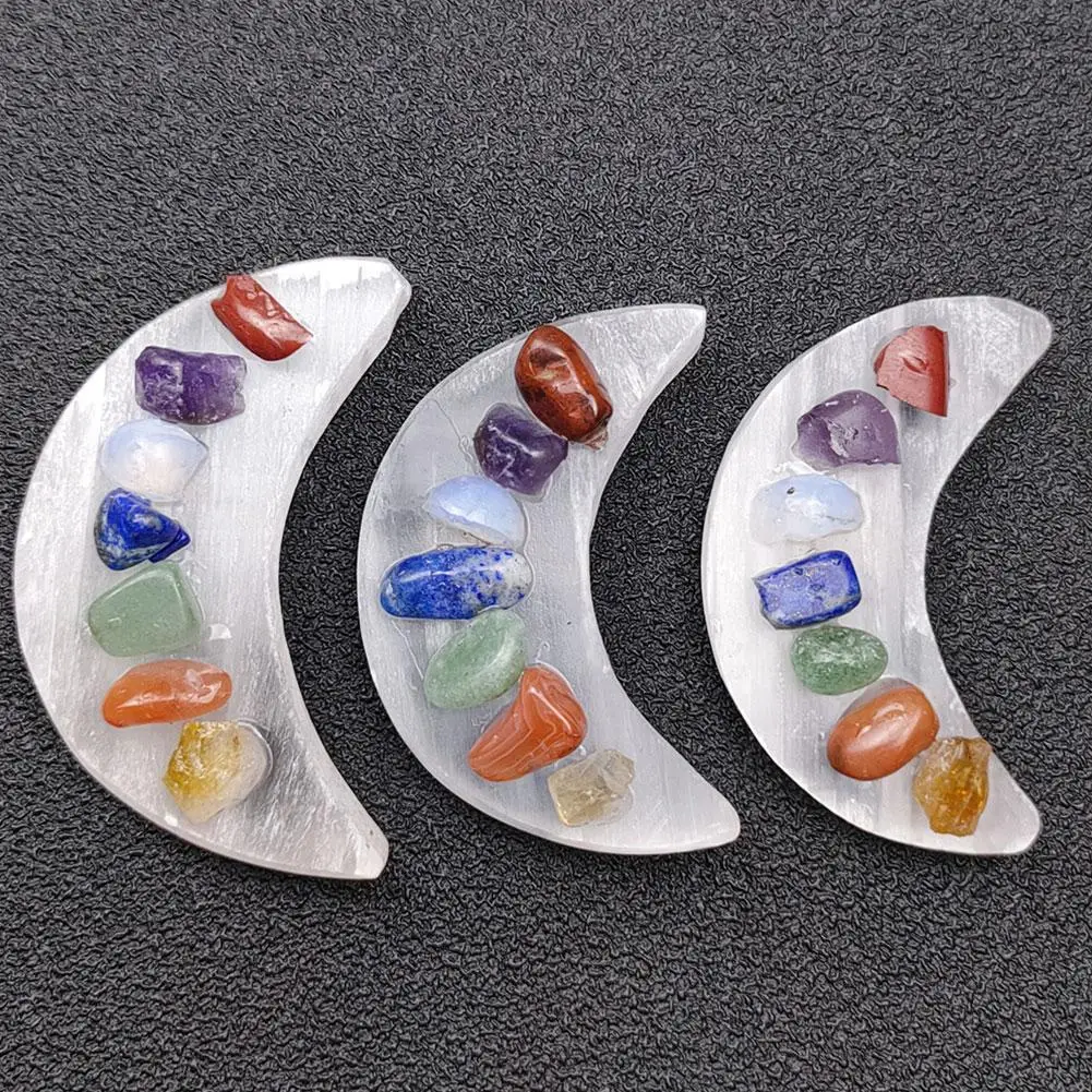 Натуральный кварц семь чакр лунный камень 7 цветов в наборе Йога чакра регулярная