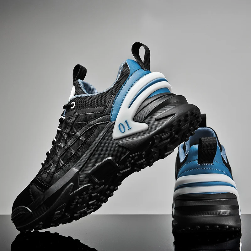 

New Sports Shoes Men's Breathable Casual Mesh Shoes Light Lace-up Non-slip Low-top Running Shoes Autumn Men Shoes Size 39-44