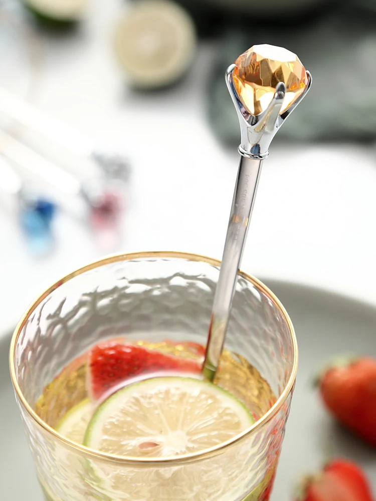 Onlycook Творческий алмаз длинной ручкой 304 ложка для перемешивания молока из