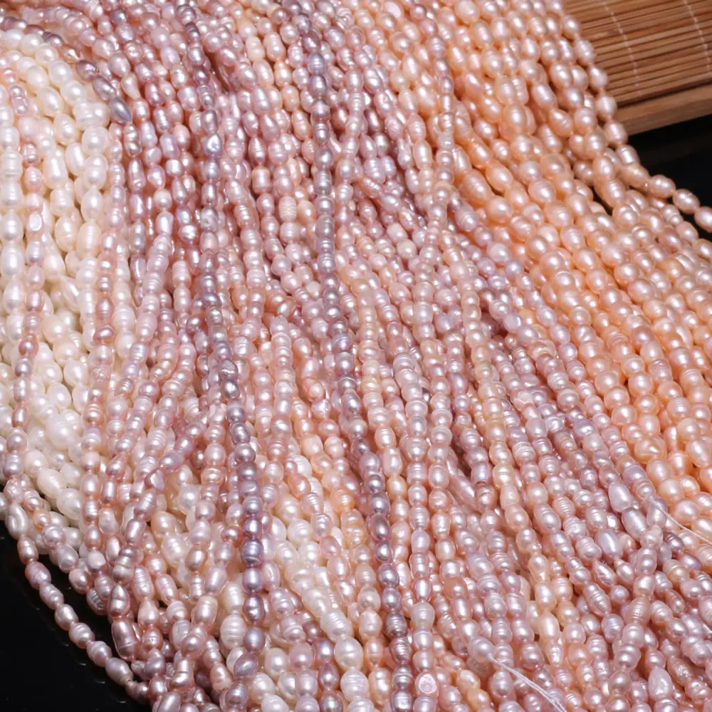 

A Charm Freshwater Cultured Pearl Beaded Rice Shape Punch Loose Beads Natural Pearls for Jewelry Making DIY Bracelet Necklace