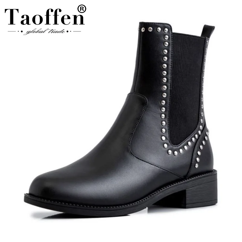 Женские полусапожки Челси Taoffen размеров 34-40 из натуральной кожи на платформе с