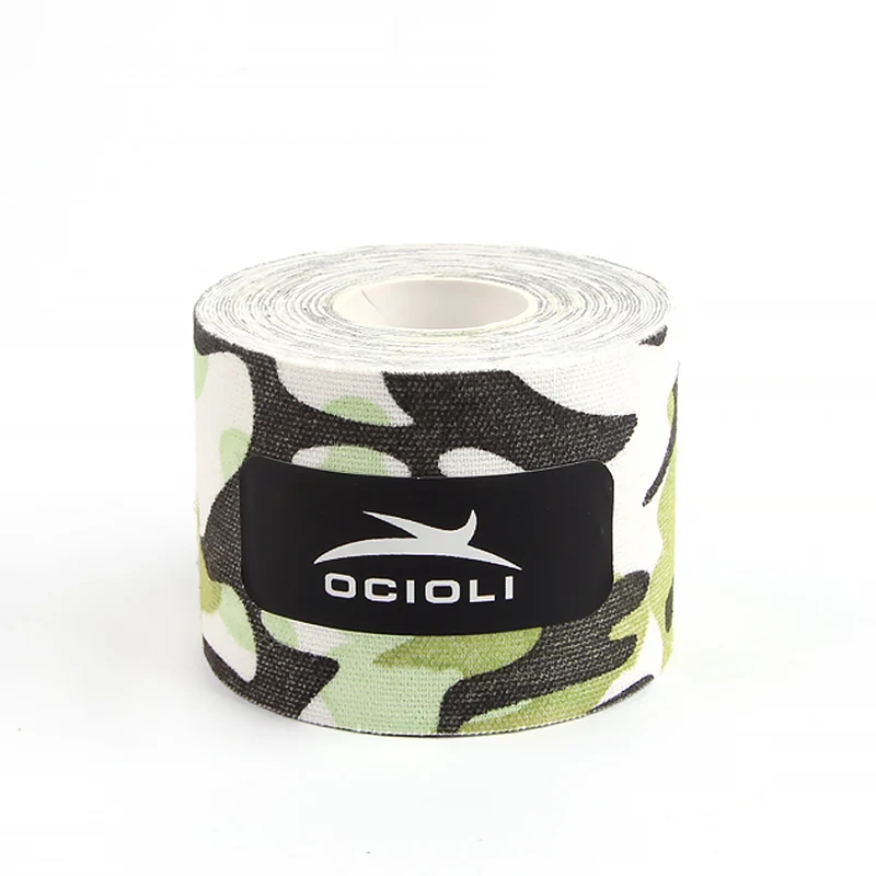 green camo Спортивная кинезиологическая лента, 1 рулон, спортивная лента, ленточная лента, хорошее качество, футбольный наколенник, мышцы - Цвет: green camo