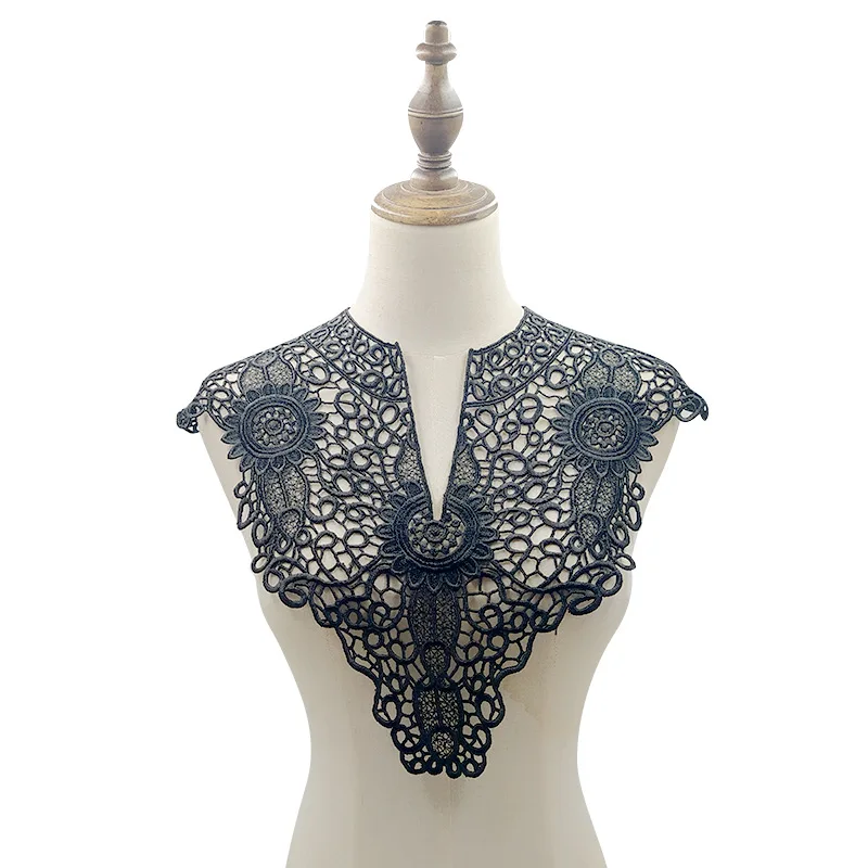 

Кружевной воротник-имитация воротник Hollwo DIY Детская Короткая шаль с вышивкой на все сезоны черный с белым