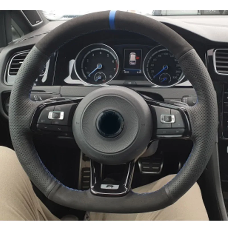 CARDAK углеродное волокно черная замша чехол рулевого колеса автомобиля для Volkswagen Golf 7 GTI Golf R MK7 Polo Scirocco - Название цвета: Style-11
