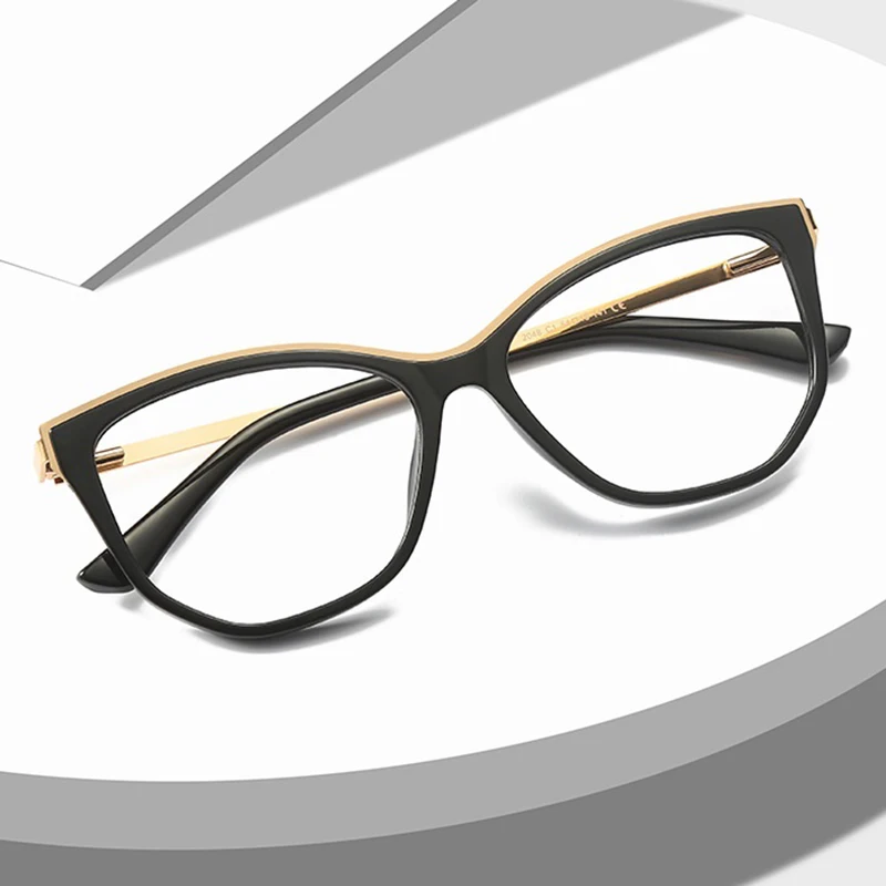

ELECCION Optical Glasses Cat Eye Full Rim Frame Women Spring Temple Computer Eyewear 2021 New Prescription Myopia Eyeglasses