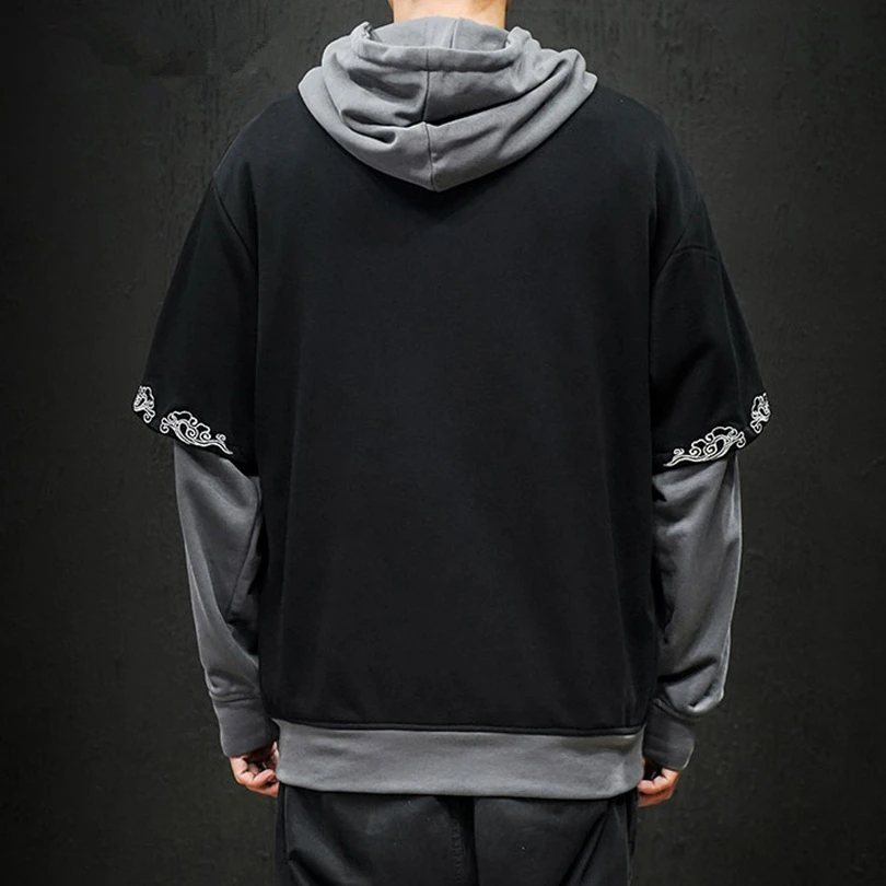 Лоскутная Толстовка с вышивкой модная Харадзюку мужская Японская уличная одежда