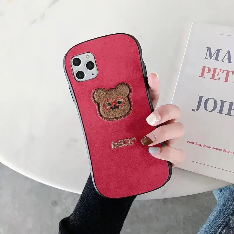 ORYKSZ модные милые очки медведь чехол для телефона iphone 11 Pro Max XR XS X кожаный 7 8 6 6S Plus