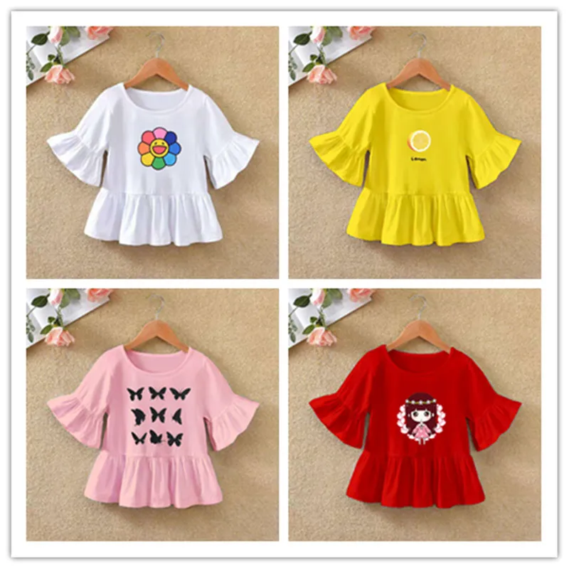 

VIDMID Girls short Sleeve T-shirts cotton Cartoon t-shirts Baby Girls Tops T-shirt summer Children unicorn Clothing P72