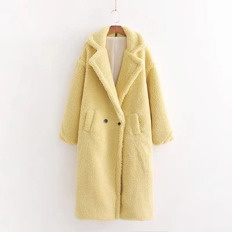 Faux Teddy Bear Wool All-In-One Coat European And American Warm And Thick Plush Cocoon Type Coat Thick Warm Long Jacket Women