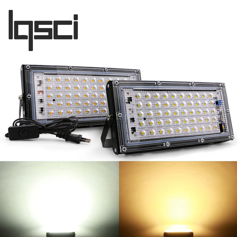 LQSCI 50W 220V 240V открытый светодиодный прожектор светильник с вилкой европейского стандарта, простота в эксплуатации светодиодный уличный светильник ландшафтный светильник ing IP65 Светодиодный точечный светильник