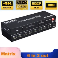 4k 60hz hdmi matrix switch splitter with audio extractor matrix hdmi 2 0 4 in 2 out hdmi 6 in 2 out matrix for ps5 ps4 pro hdtv