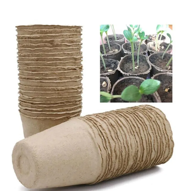 

10Pcs 8cm Environmental Protection Garden Round Peat Pots Plant Cups SeedlingLabels Green Plant Flower Cups Gardening Supplies