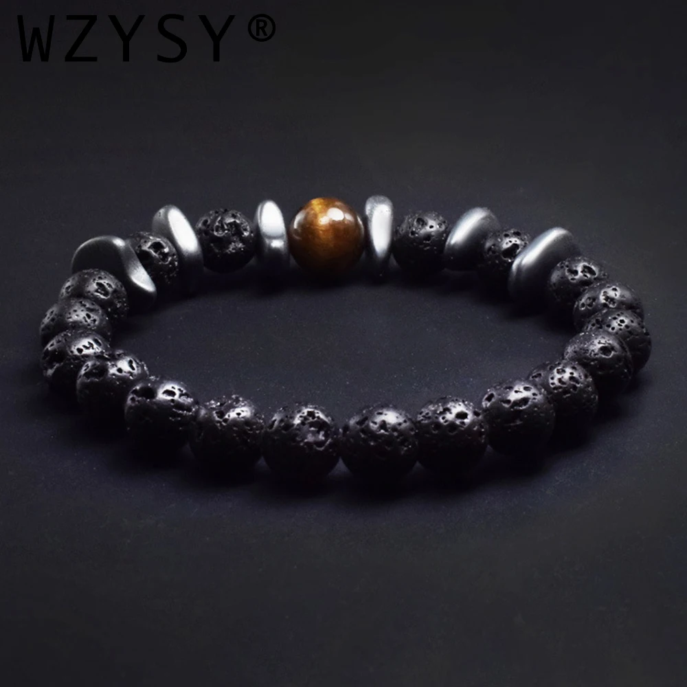 Новый оригинальный 8 мм натуральный Лава нестандартный гематит браслет из