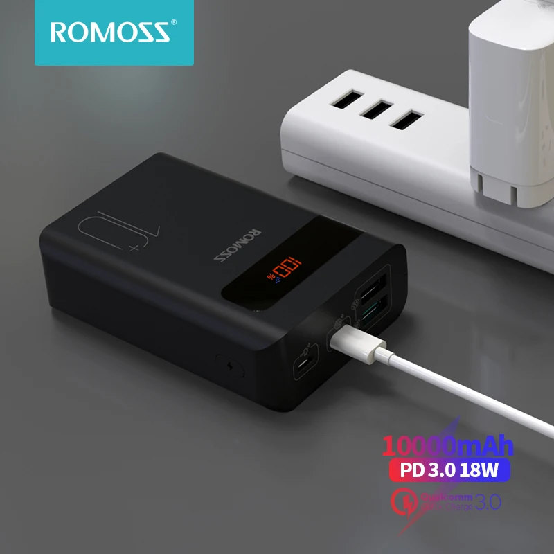 Пауэрбанк ROMOSS Sense4PS + 10000 мАч Type C PD 3 0 быстрая зарядка мАч|Внешние аккумуляторы| |