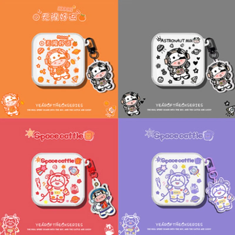 

Xiaomi Air2seTrue Wireless Bluetooth Earphone Cover Air2se Earphone Box Silicone Anti-drop Transparent Cute Cow E-10-C