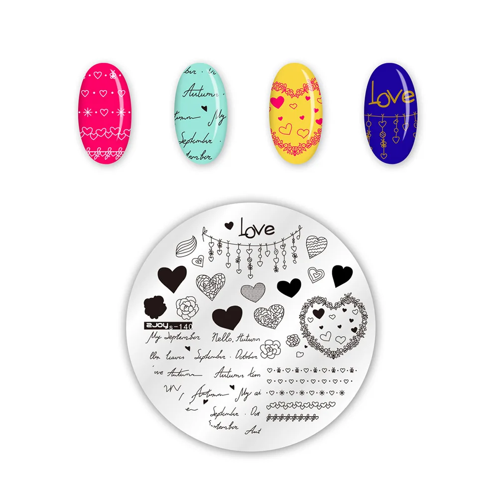 Круглые пластины для стемпинга ногтей на День святого Валентина 5 см изображение