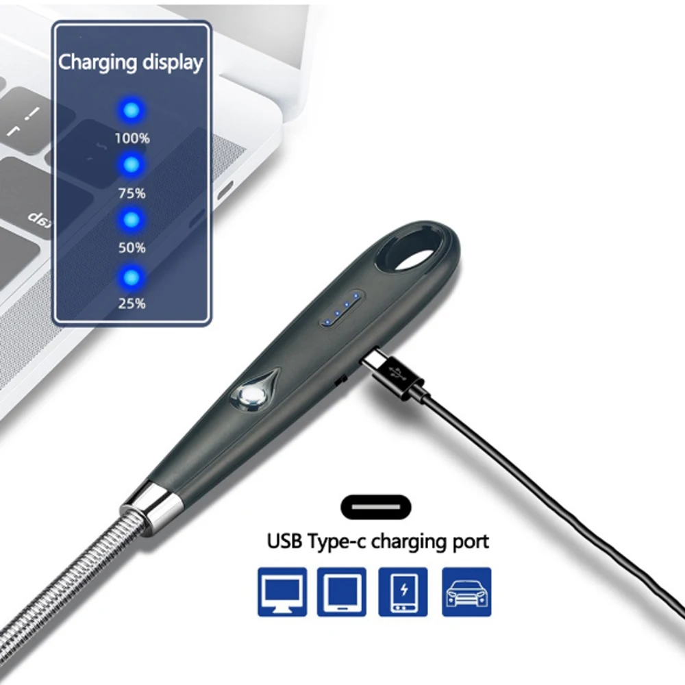 Ветрозащитный светодиодный Зажигалка USB Электрический Перезаряжаемые Длинные