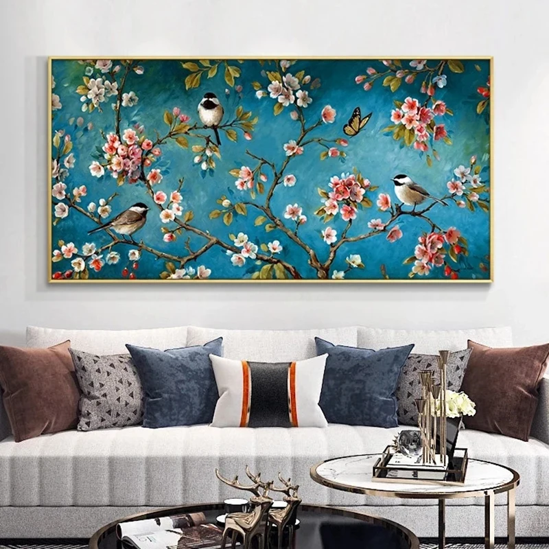 

Chinese Style Posters and Print Flowers and Birds Canvas Painting Cuadros Classical Wall Art Canvas Picture Living Room Decor