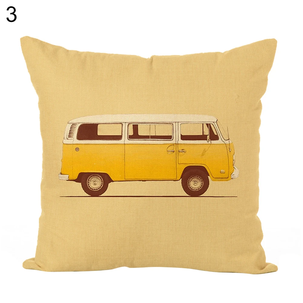 Льняной материал печать фрукты велосипед/автобус печатных наволочка чехол