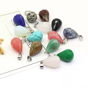 Natural Stone Gem Face Drop Bean Pendant Handmade Crafts DIY Necklace Bracelet Earring Jewelry Accessories Gift Making 13x22mm