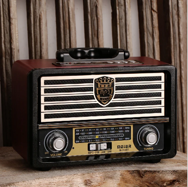 Цифровой fm-радио, многофункциональный MP3-плеер, деревянный радиоприемник с ручкой, Портативный ретро bluetooth-динамик с поддержкой TF карты/USB входа