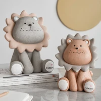 piggy bank for kids lion model home decoration accessories resin animal figurines table decor money saving box birthday gifts