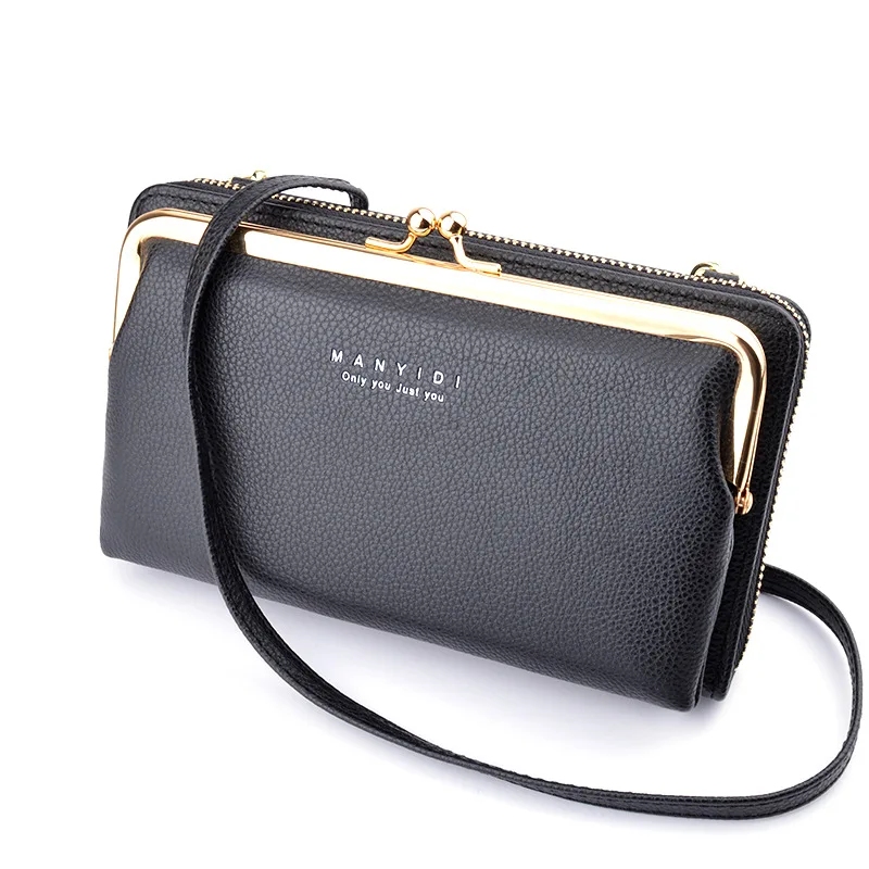 

2021 Women Wallet Leather Shoulder Bags Straps Mobile Phone Big Card Holders Wallet Handbag Money Pockets Girls Crossbody Bags