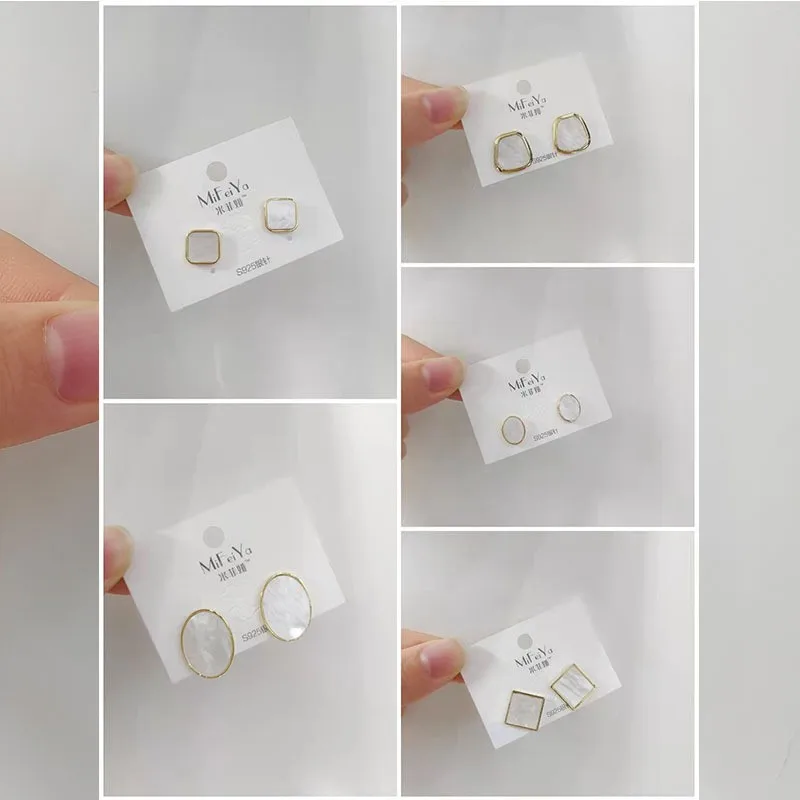 

Milan girls popular 925 silver needle earrings square geometry contrast color acrylic fashion simple temperament ear jewelry