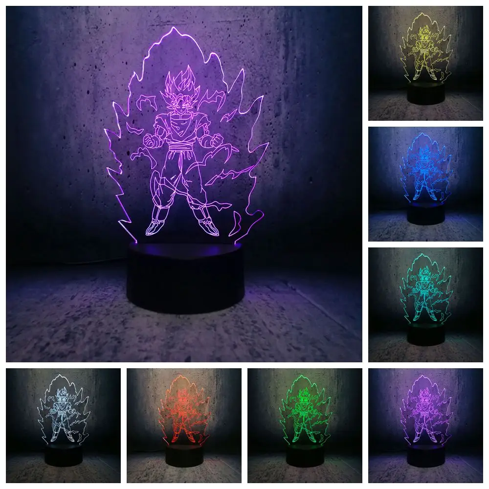 Kakarotto Super Son Goku Dragon Ball 3D настольная лампа Luminaria светодиодный ночник креативный