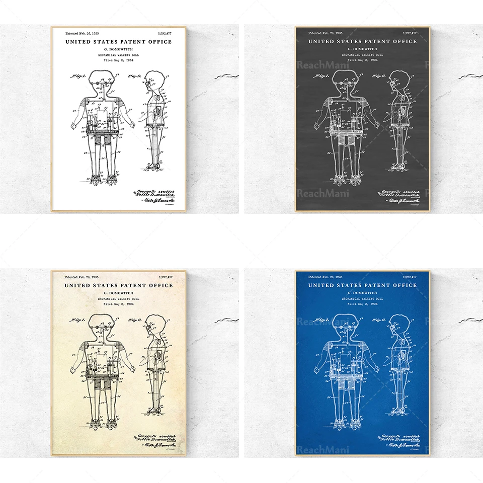 Impression de brevet poupée marche Bodycanique художественная роспись d𧫿iche plan jouet винтажный