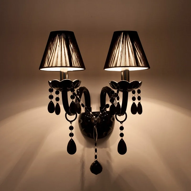 

crystal wall lamp sconce Light crystal Black sconce light modern fashion crystal lamps entrance way of head wall lighting black