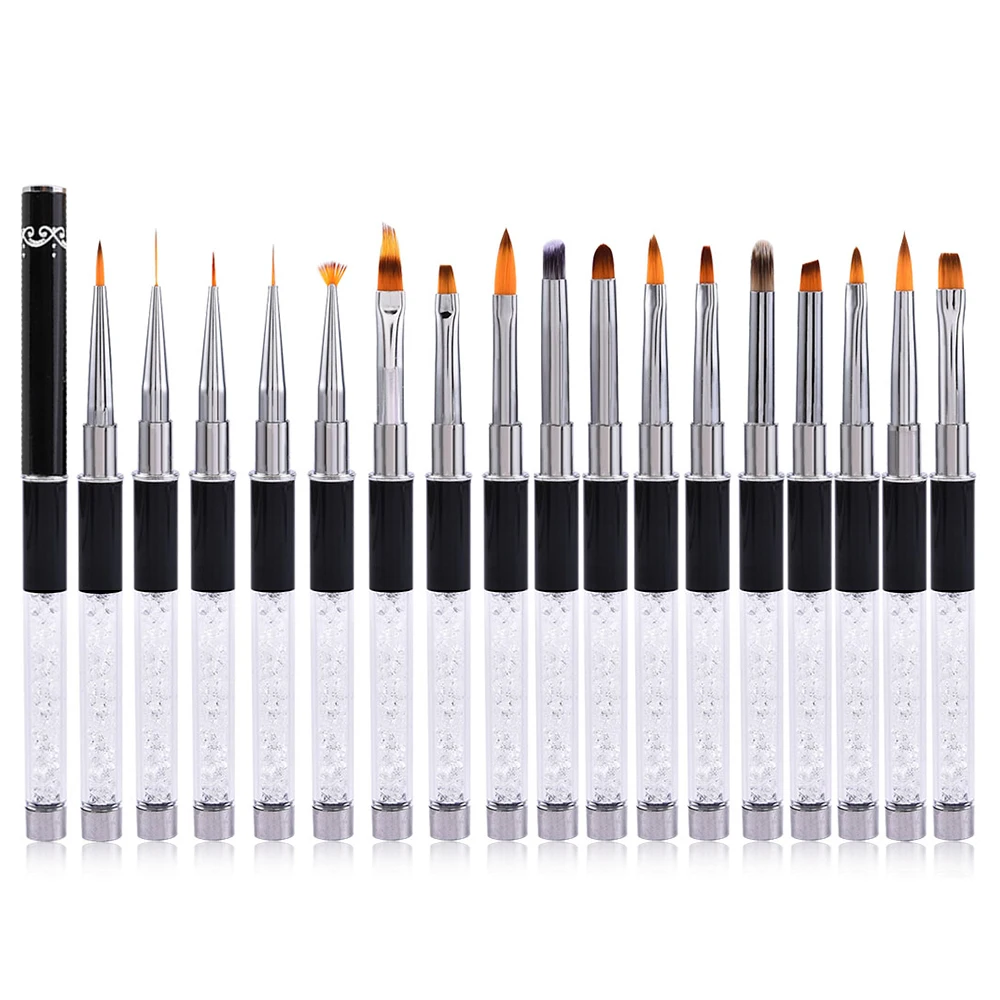 15 Pcs Nail Art Design Brush Set Crystal Diamond Rod Line Carving Drawing Pen Phototherapy UV Gel Painting Brushes Manicure Tool | Красота и