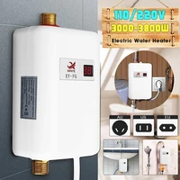 110220v 3800w tankless electric water heater bathroom kitchen instant water heater temperature display heating shower universal