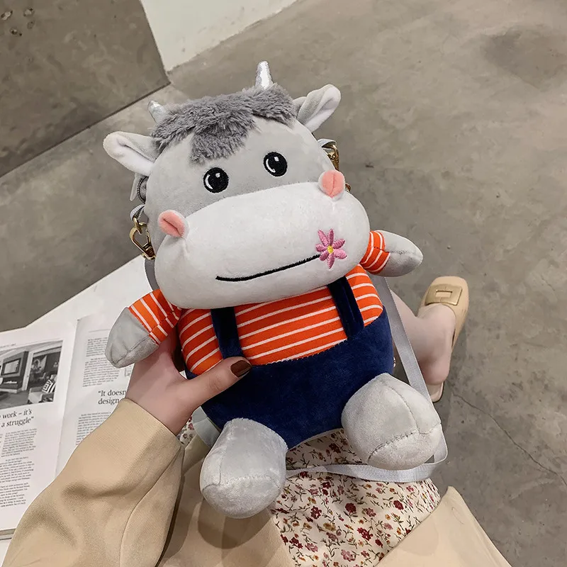 

Cute calf plush bag women Autumn winter new furry doll backpack Girl cartoon shoulder messenger bag