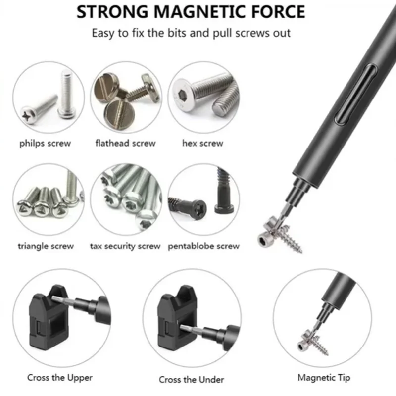

Mini Electric Screw Driver With Magnetic Bits For Repairing Mobile Phones Computers Watches AAA Battery Powered Free Return