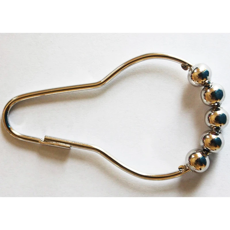 

Polished Chrome Rolling Shower Curtain Rings - Set of 12 Heavy Duty Hooks