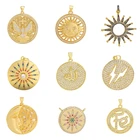 Кубический цирконий Juya ручной работы, круглая форма, луна, звезды, солнце, Вера, сглаза, подвески для самостоятельного изготовления золотой кулон, украшения