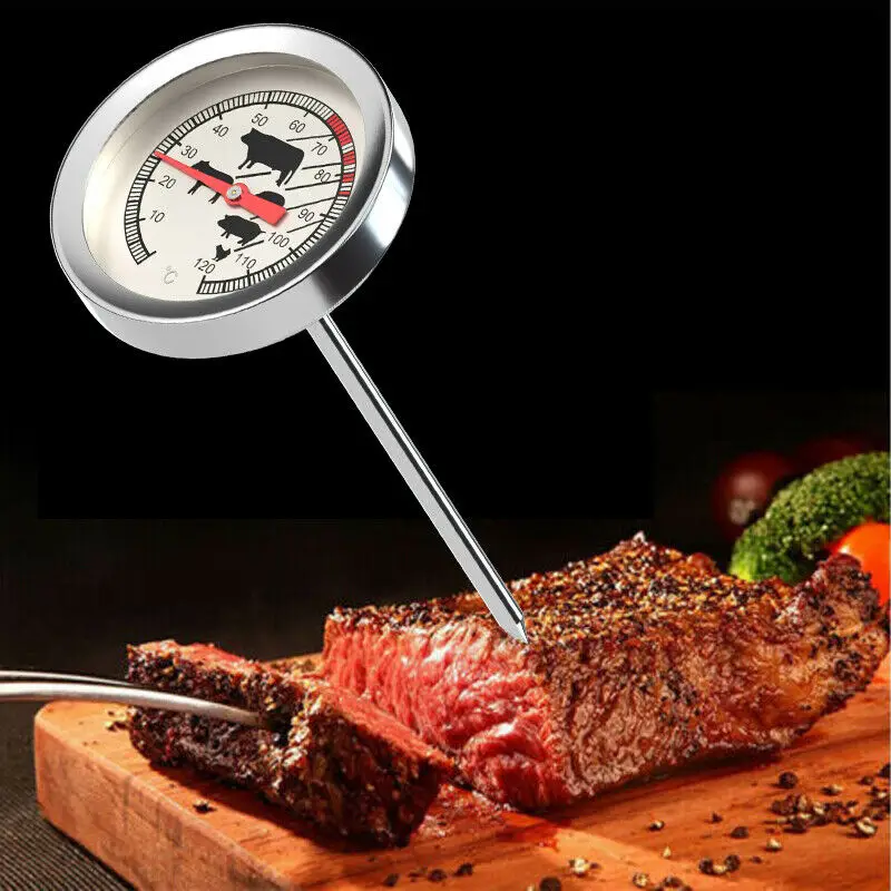 2020 Newest Coffee Milk Barbecue Thermometer Stainless Steel Probe Bbq Cooking Meat Gauge Dial Temperature |