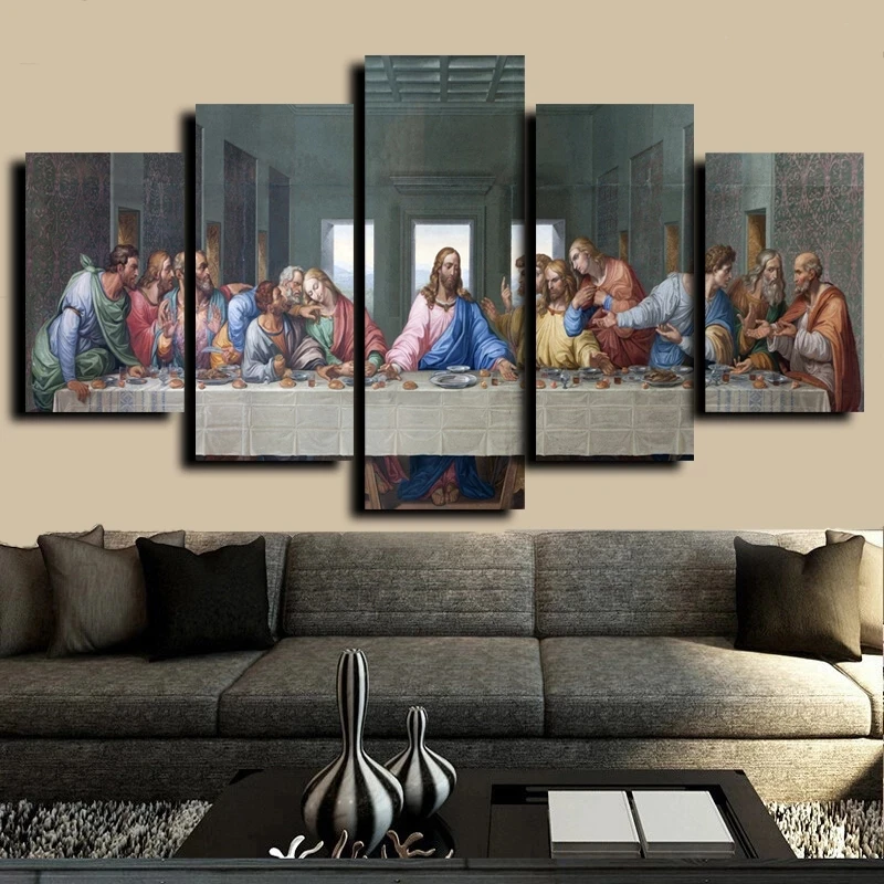 

5 Sets Famous HD Print Canvas Painting The Last Supper Leonardo Da Vinci Wall Pictures For Living Room kitchen Room Unframed