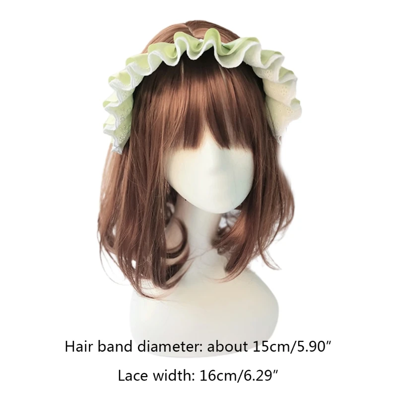 

Gothic Lolita Cosplay Headband French Maid Wavy Ruffles Lace Satin Hair Hoop