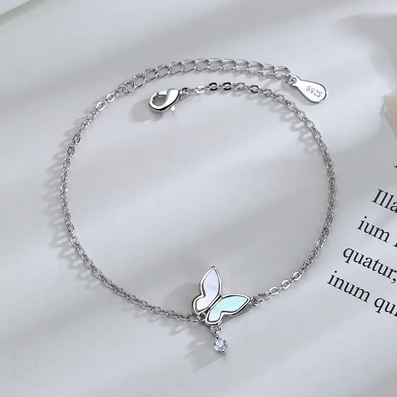 

Exquisite 925 Standard Silver Butterfly Bracelet for Women Charm Bracelet Girls Student Jewelry Birthday Xmas Gifts