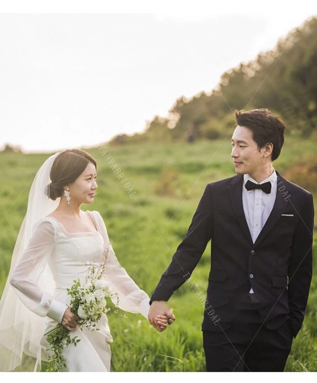 Простые Свадебные платья 2021 платье невесты с квадратным вырезом и длинными