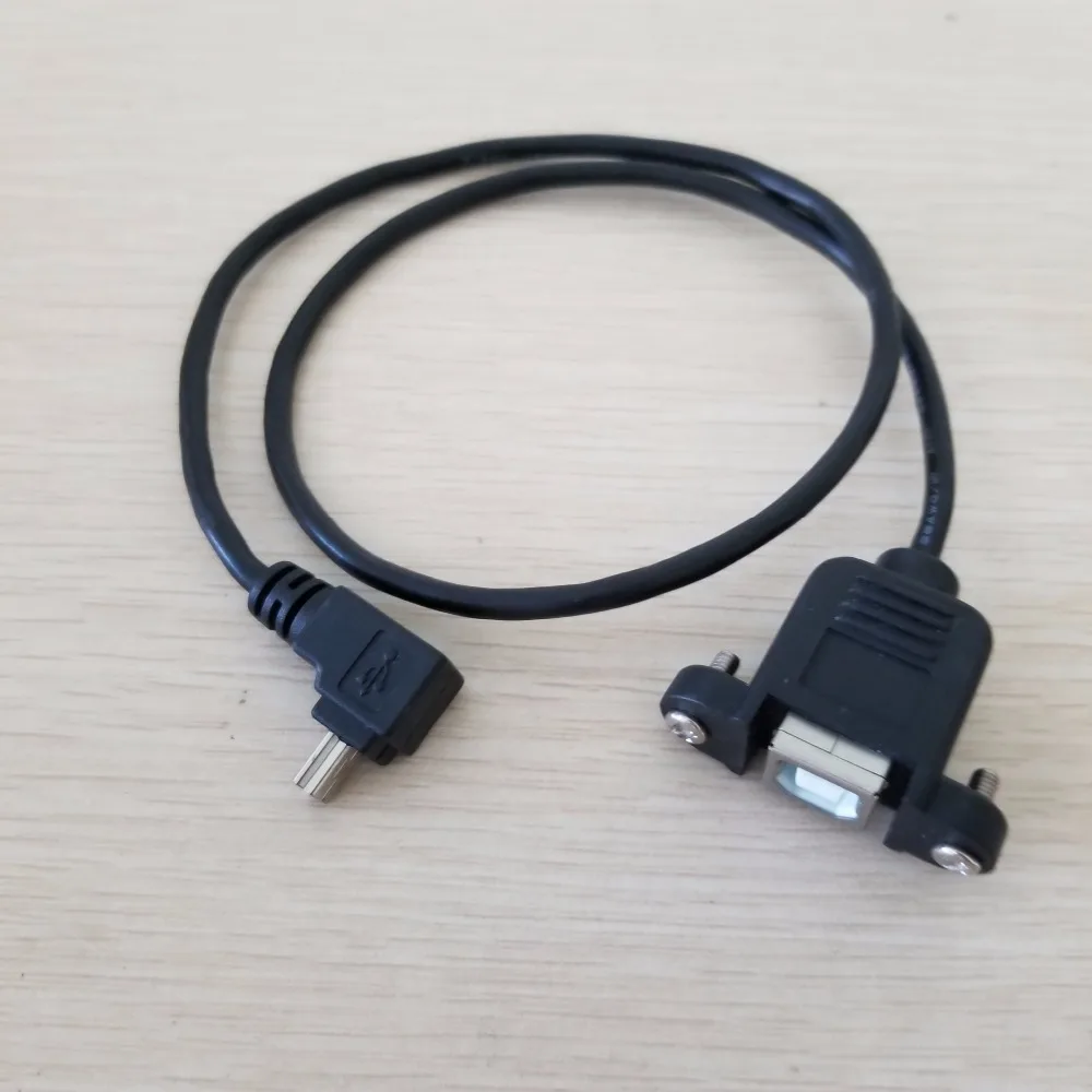 

90 Degree Up Angle Mini USB 5Pin Male to USB Type B Female Panel Mount Data Extension Cable 50cm