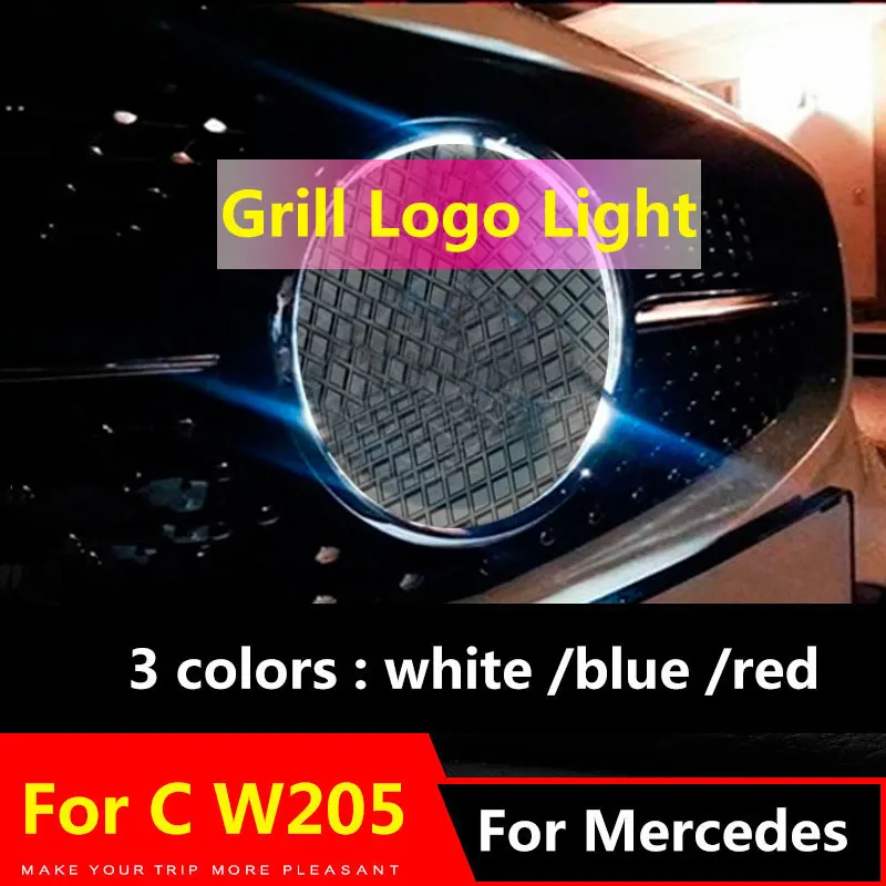 СВЕТОДИОДНЫЙ Автомобильный гриль с логотипом для Mercedes Benz c class W205 C180 C200 C260 эмблема приспособление для бейджа(3 цвета