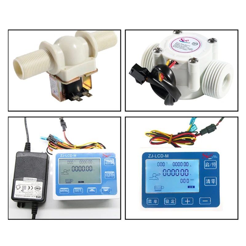 

Digital LCD Display Quantitative Controller Water Control + 1" Hall Effect Flow Sensor Flowmeter + 1" Solenoid Valv-e N/C