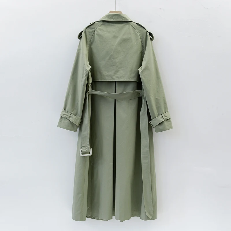 

UK Brand new Fashion 2021 Fall /Autumn Casual Double breasted Simple Classic Long Trench coat with belt Chic Female windbreaker