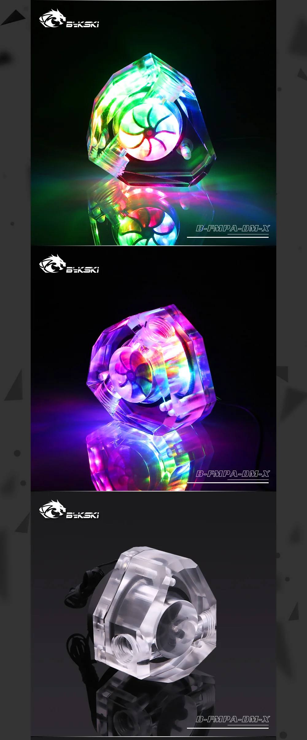 Bykski B-FMPA-DM-X, акриловая Алмазная форма расходомеры воды, G1/4 5v 3pin RGB освещение полигон водяного охлаждения расходомеры